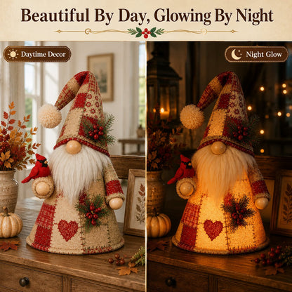 🔥 LAST DAY 49% OFF – 🐦 Patchwork Bird Gnome Light Collection | Warm Glowing Tabletop Decor with Farmhouse Patchwork Details for Mantels, Shelves & Holiday Gifts ✨（副本）