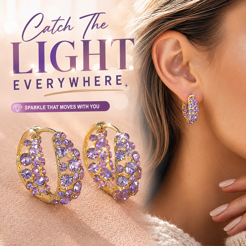 💜 Sparkling Light Purple Zircon Huggie Hoop Earrings