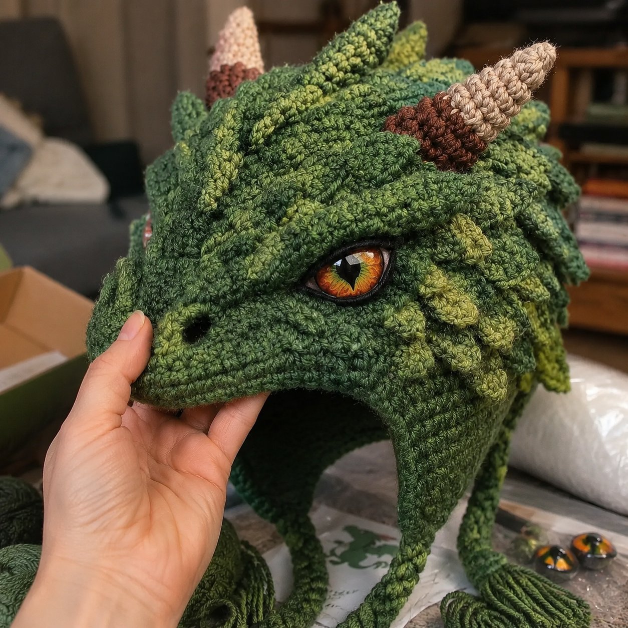 🔥HOT SALE 50% OFF – DIY Dragon Hood Hat Crochet Kit 🐉 | Handmade Fantasy Craft