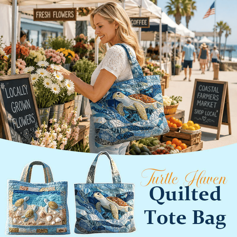 🐢Turtle Haven Quilted Tote Bag🌊