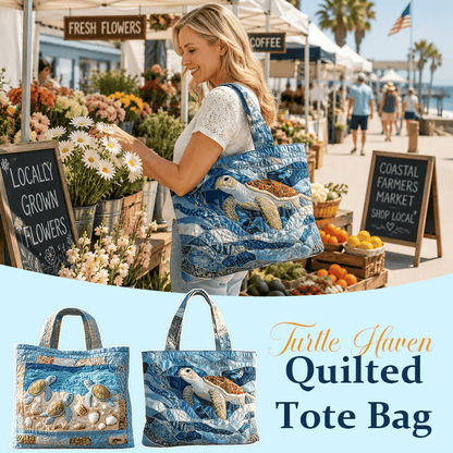 🐢Turtle Haven Quilted Tote Bag🌊