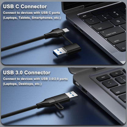Powered 10-Port USB 3.0 Hub, USB C to 10 Ports USB Data Hub Splitter with Individual LED On/Off Switche, 3.3FT Cable, 12V/3A Power Adapter