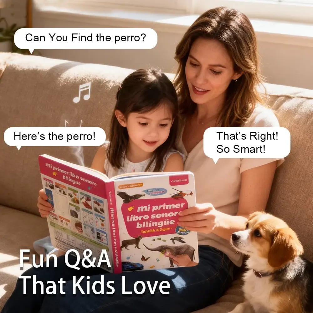 🎁Perfect for Toddlers🎁Spanish Interactive Educational Toy for Kids 1–6, Bilingual Sound Book for Early Language Learning
