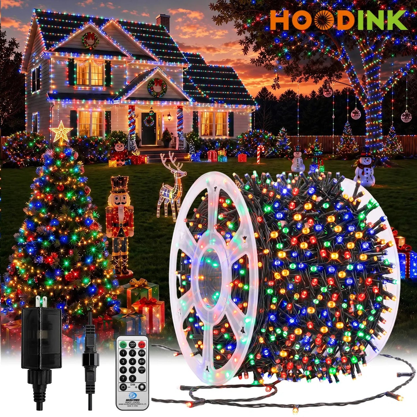 ✨ Perfect for Festive Decorations ✨300LED 98FT Christmas Light String with 8 Modes Timer & Remote Control