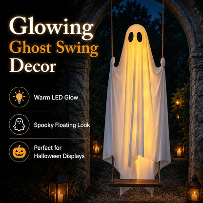 👻 Light-Up Swing Ghost – The Cutest Spooky Halloween Yard Decor 🎃