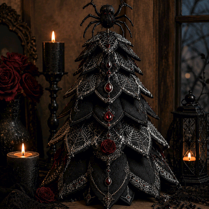 🎃✨ Lighted Halloween Quilted Fabric Tree – Cozy Handmade Glow Decoration