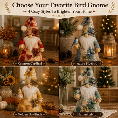 🔥 LAST DAY 49% OFF – 🐦 Patchwork Bird Gnome Light Collection | Warm Glowing Tabletop Decor with Farmhouse Patchwork Details for Mantels, Shelves & Holiday Gifts ✨（副本）