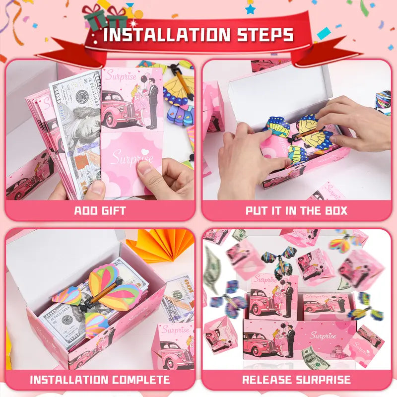 Birthday 20 Bounces Surprise Gift Box with Flying Butterfly Toys