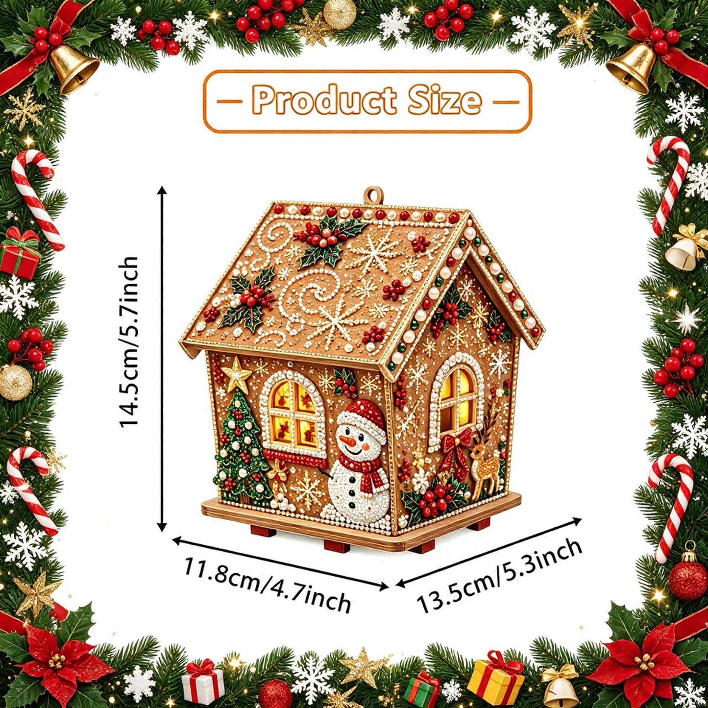 🎄Christmas Pearl Cottage Art Kit | Pre-Cut Wooden Panels, Sparkling Rhinestones, Pearl Beads & Complete Tools for a 3D Holiday House ✨