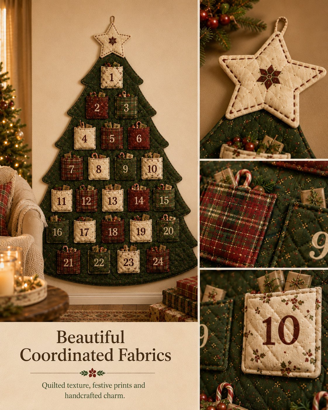 🔥HOT SALE 49% OFF - 🎄✨DIY 24-Pocket Fabric Christmas Advent Tree Kit(📦 Buy 2 Free Shipping)