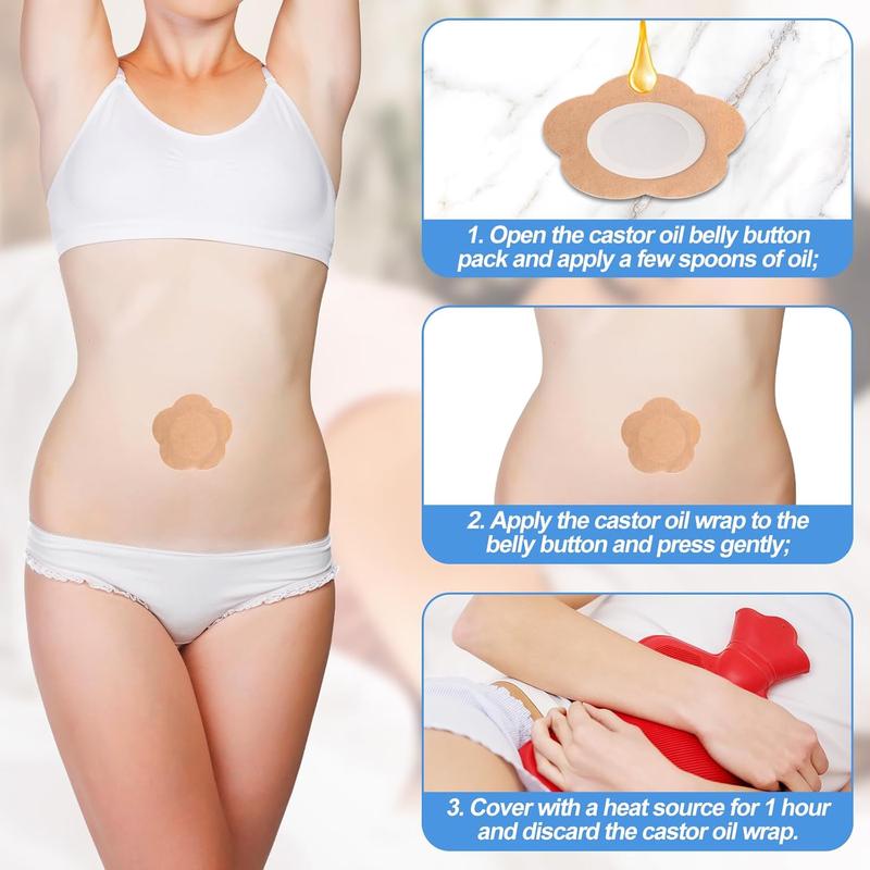 How to use self-adhesive castor oil belly button patch