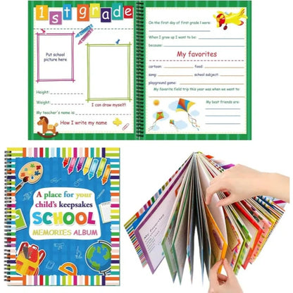 📚School Memory Book Photo Album for Kids,14 Pockets, 34 Pages, 13 Years
