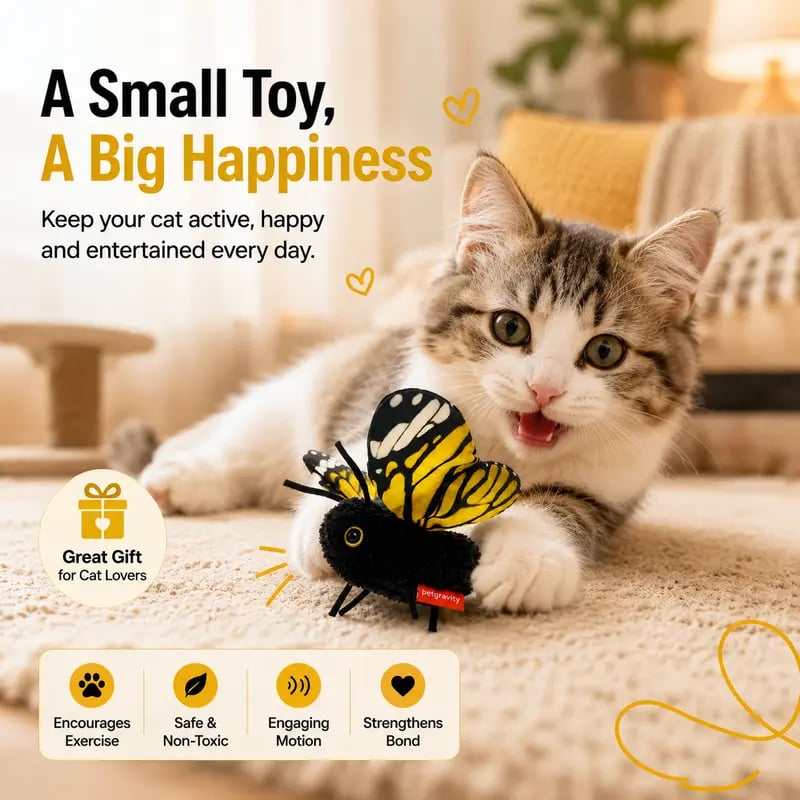 🦋 Fluttering Electric Butterfly Cat Toy | Interactive Moving Playmate for Indoor Kitties