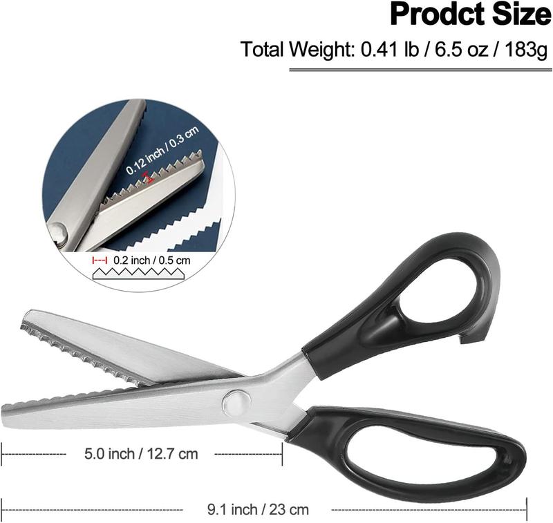 Stainless Steel Zig Zag Scissors with Serrated Teeth, Sharp Craft Cutting Tool for Sewing, Fabric, Dressmaking & DIY Projects