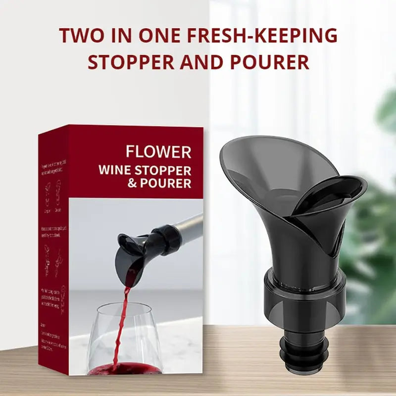 2‑in‑1 Floral Wine Pourer & Stopper | Drip‑Free Pouring & Seal To Keep Wine Fresh
