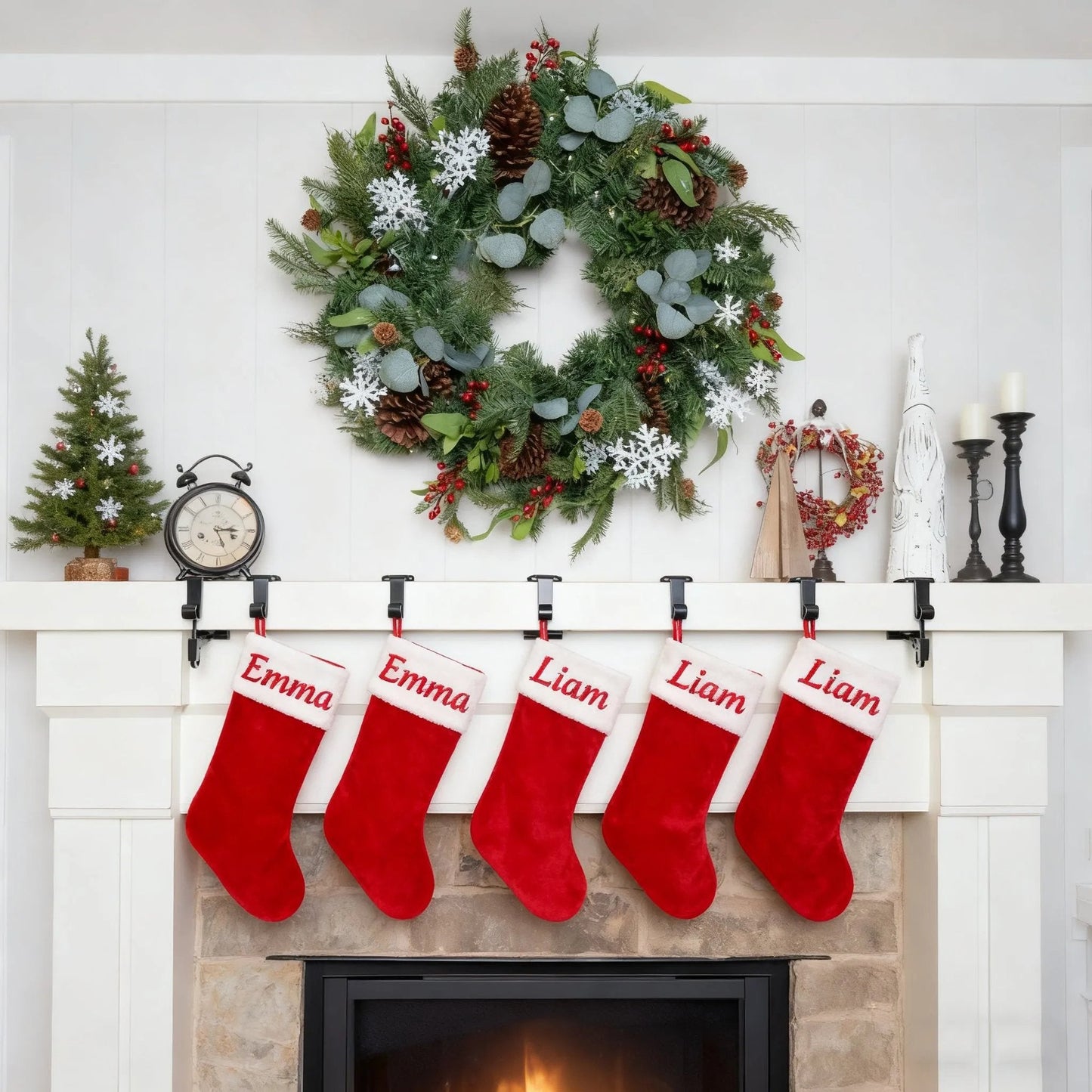 Adjustable Stocking & Garland Fireplace Mantel Hanger