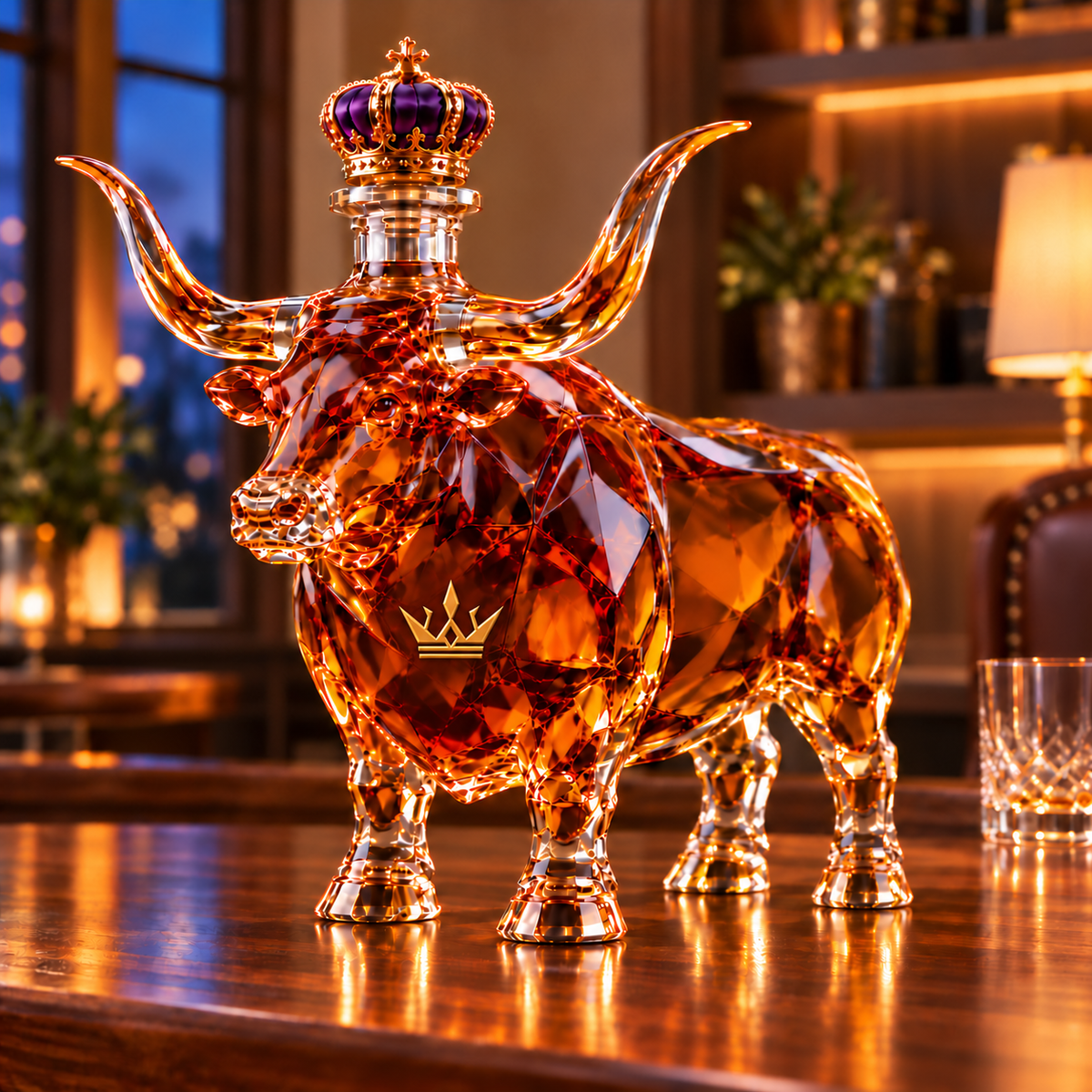 👑Western Bull Whiskey Bottle🐂Embossed display gift box