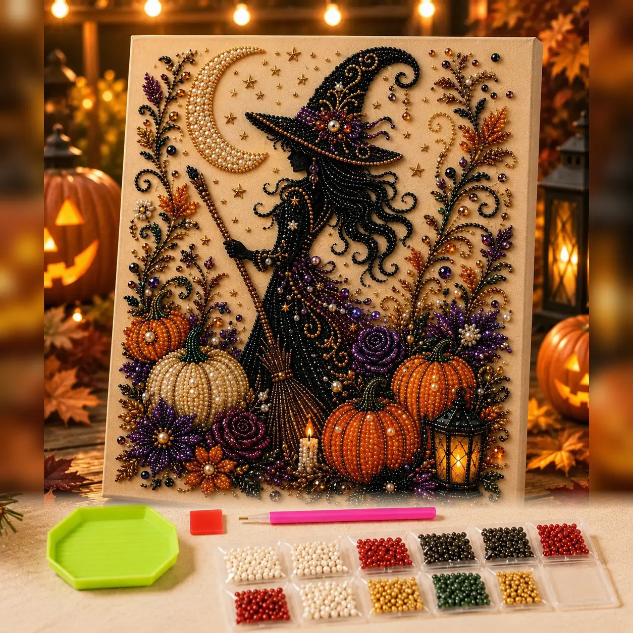 💥 Last Day 49% OFF – 👻✨ Halloween Pearl Art DIY Kit – Turn Tiny Pearls into Spooky-Cute Magic