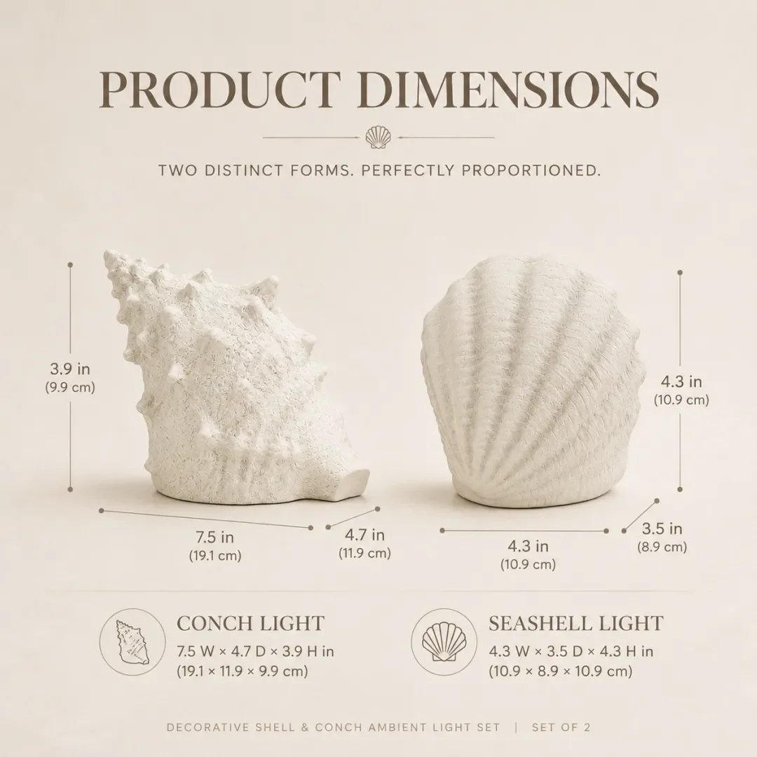 Coastal Afterglow Shell & Conch Light Set