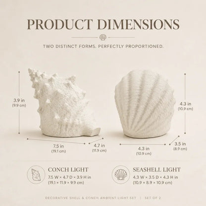 Coastal Afterglow Shell & Conch Light Set