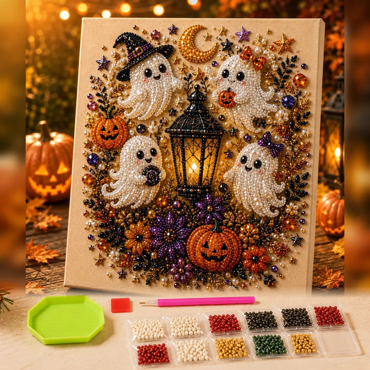 💥 Last Day 49% OFF – 👻✨ Halloween Pearl Art DIY Kit – Turn Tiny Pearls into Spooky-Cute Magic