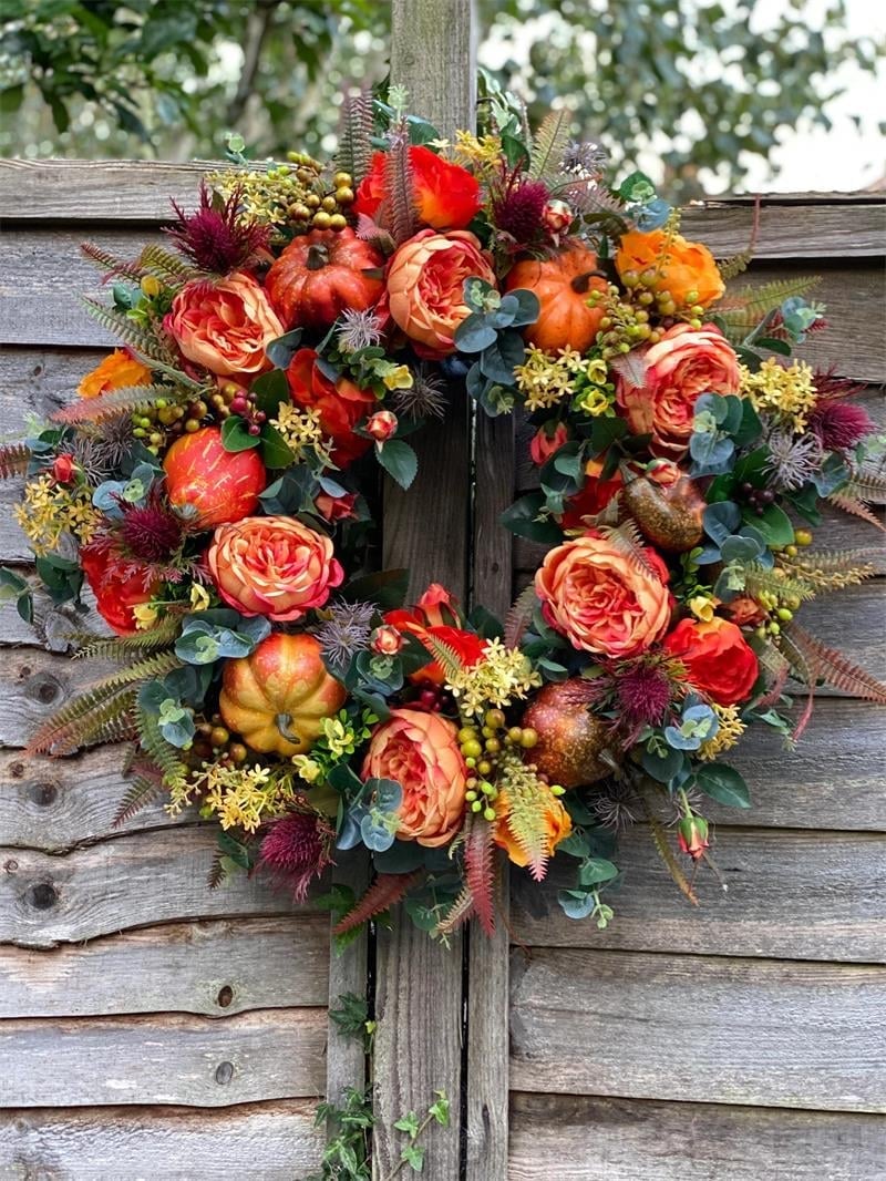 🔥Last Day 49% OFF💖 Handmade Fall Peony And Pumpkin Wreath - Year Round Wreath