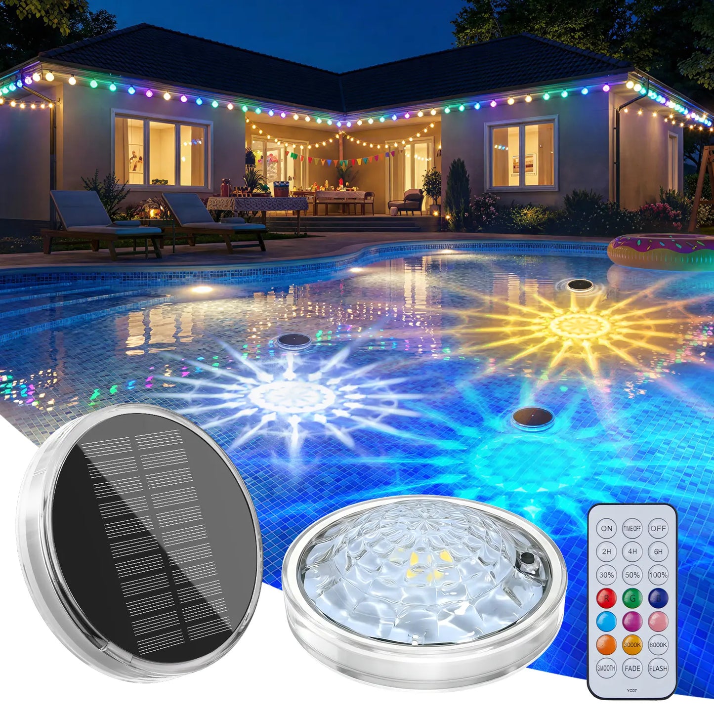 ☀️ Solar Floating Pool Lights | Remote Control 12+ Light Effects
