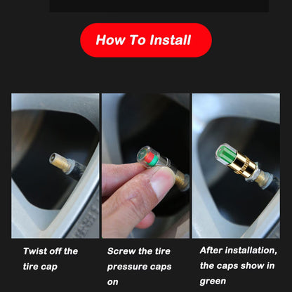 4Pcs Car Tire Pressure Monitor Valve Stem Caps