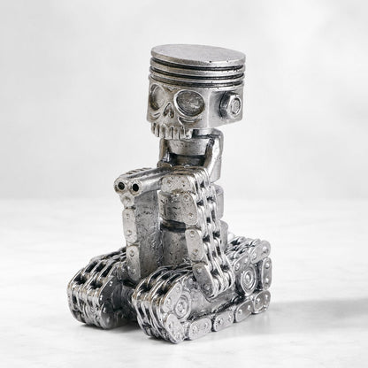 💀 Industrial Mechanical Skull Resin Sculpture – Gear, Wrench & Chain Gothic Décor