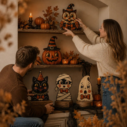 Vintage Halloween Wooden Character Tabletop Decor