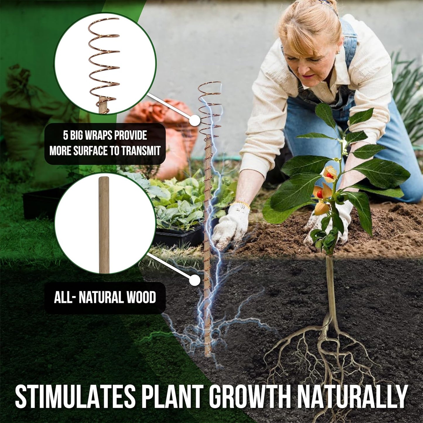 Electroculture Plant Stakes 8 Pack | Enhance Plant Growth with Natural Energy | Eco-Friendly, Copper Garden Stakes for Vibrant, Healthy Plants