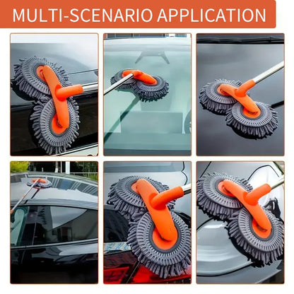 🚗43'' Long Handle Car Wash Mop, 3X Fast Clean, Retractable Aluminum Alloy Pole