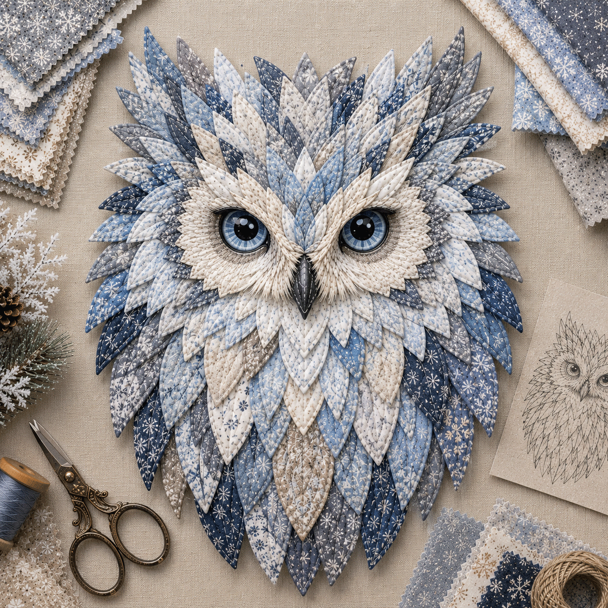 💥 LAST DAY 49% OFF - 🦉 Layered Fabric Owl Wall Art DIY Kit – Relaxing Craft, Beautiful Results
