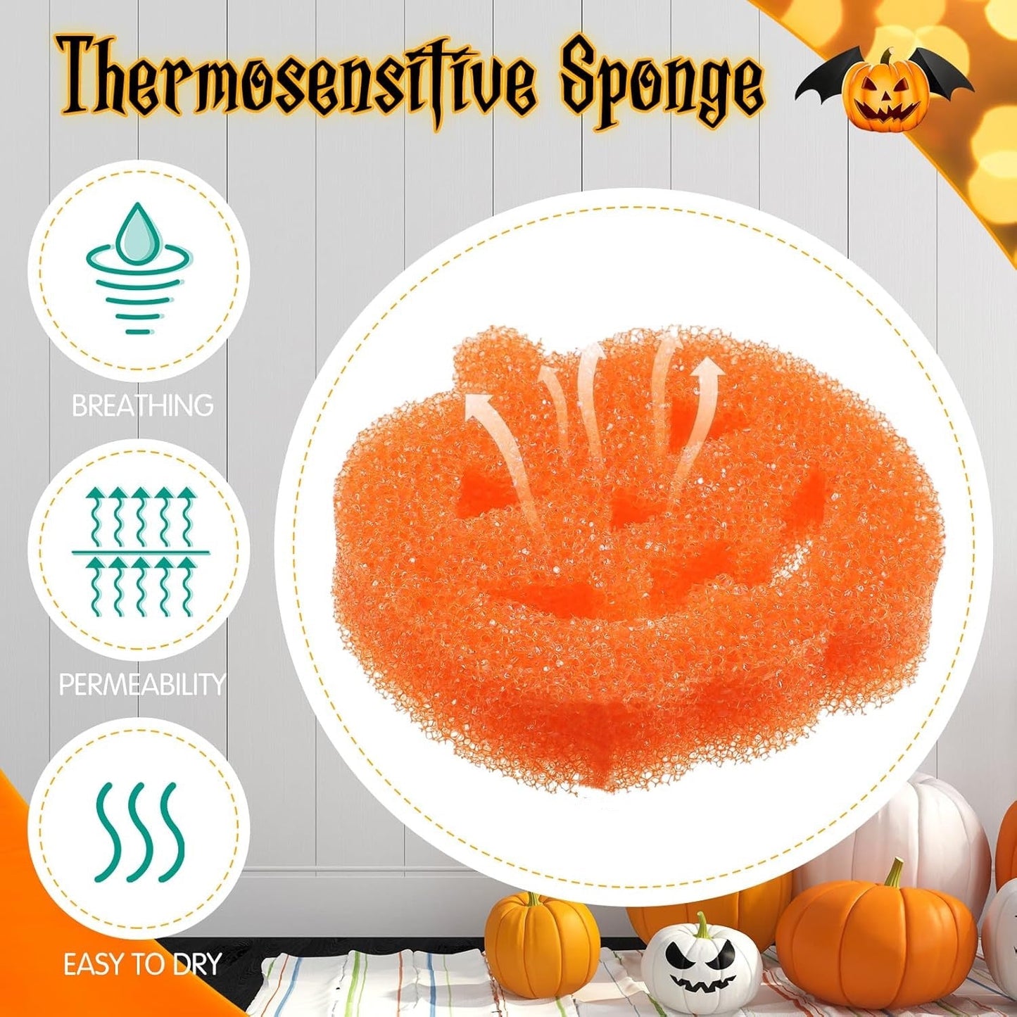 Halloween Series Temperature-Sensitive Sponge with Smile Design