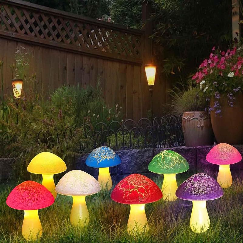 8 Pcs Solar Powered Mushroom Shaped Garden Light