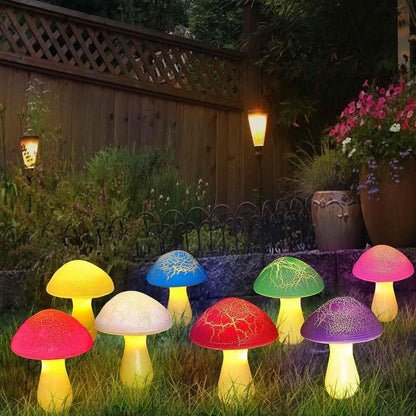 8 Pcs Solar Powered Mushroom Shaped Garden Light