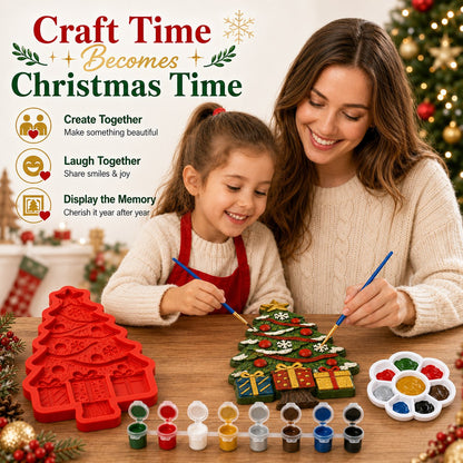 🎄 DIY Christmas Mold & Paint Craft Kit | Reusable 3D Mold with 8 Acrylic Paints, 2 Brushes & Festive Detail Guide 🎨✨