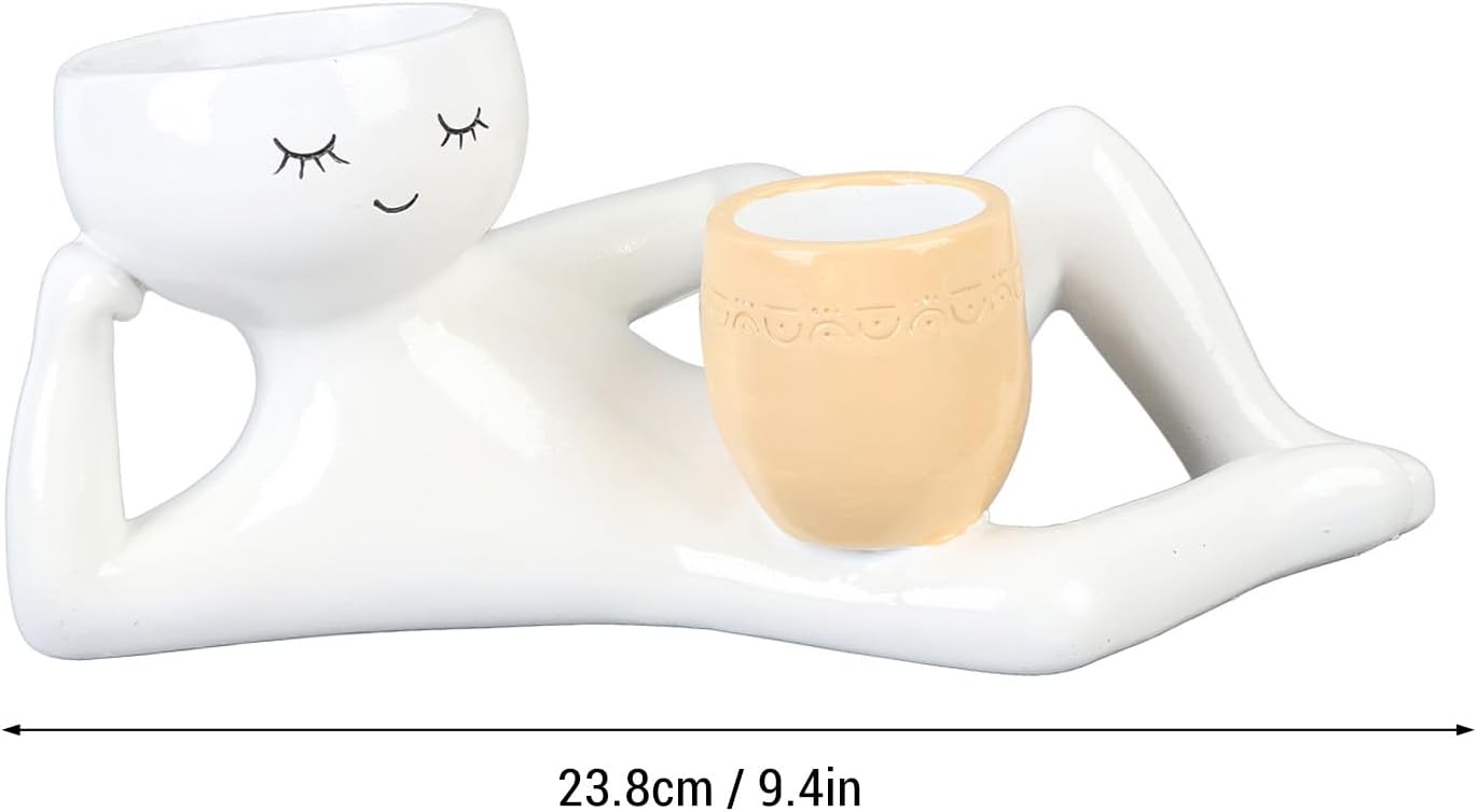 Cute Plant Pot Humanoid Resin Flower Pot Cactus Bonsai Planter Container, Funny Planter Home Office Desk Decor, Not Include Plants