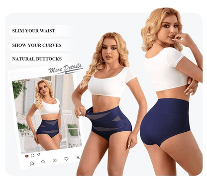 🔥🔥4-Pack High-Waisted Shapewear Briefs for Women – Nahtlose Miederhöschen aus Seidennetzgewebe, zum Abnehmen und Po-Liften – Atmungsaktive Unterwäsche für den Alltag