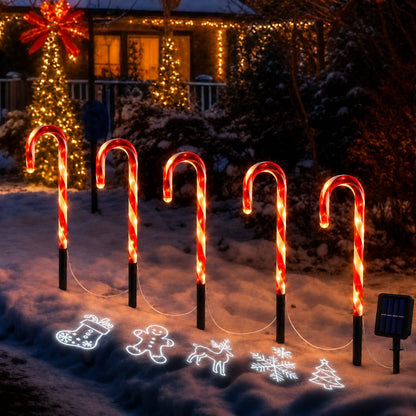 🔥Buy 2 Get 20% OFF🔥🎄Solar Candy Cane Projector Pathway Lights – Light the Way to Christmas