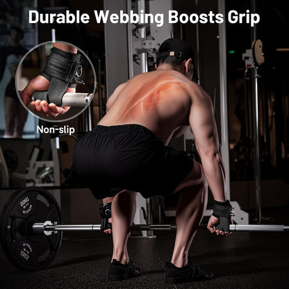 💪 2-in-1 Weight Lifting Wrist Straps with Dual D-Rings for Gym & Cable Training