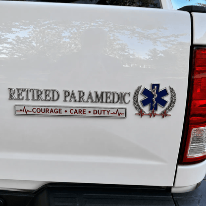 🚑 Retired Paramedic Courage Care Duty Metal Car Emblem Badge