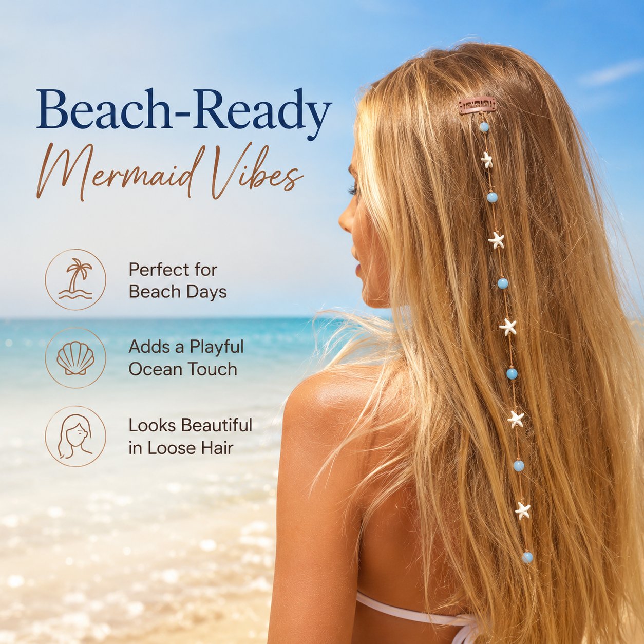 ✨ Mermaid Hair Chain Clip – Add Beachy Boho Charm to Any Hairstyle 🐚