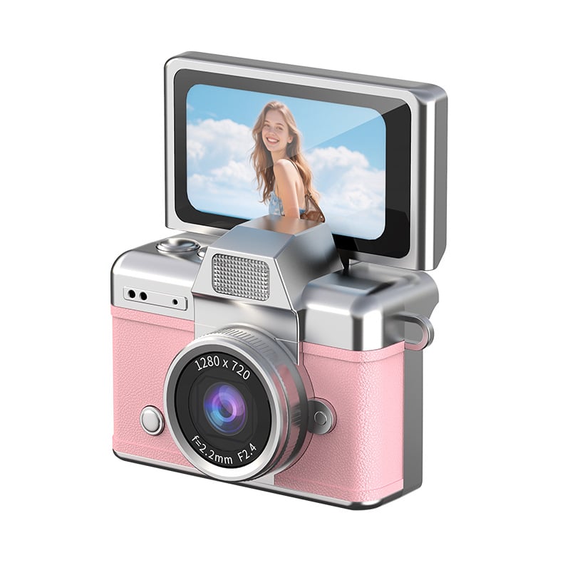 Retro Mini Digital Camera — 1080P Flip Screen, Keychain Size, Y2K Film Style