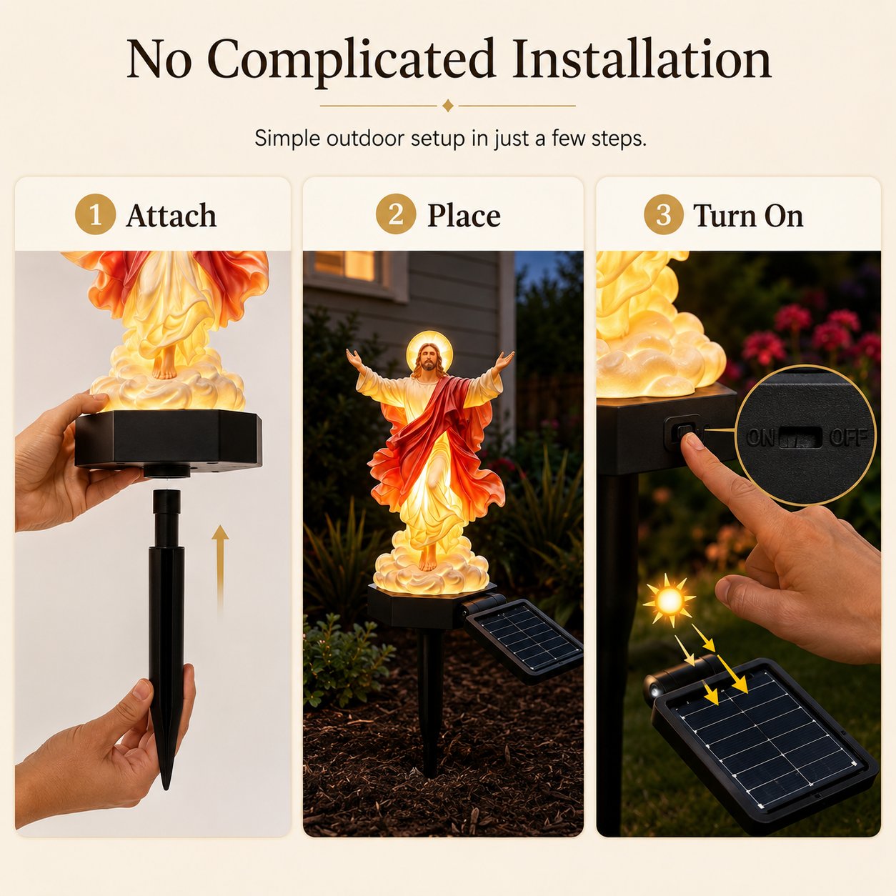 Solar-Powered Illuminated Jesus Garden Statue