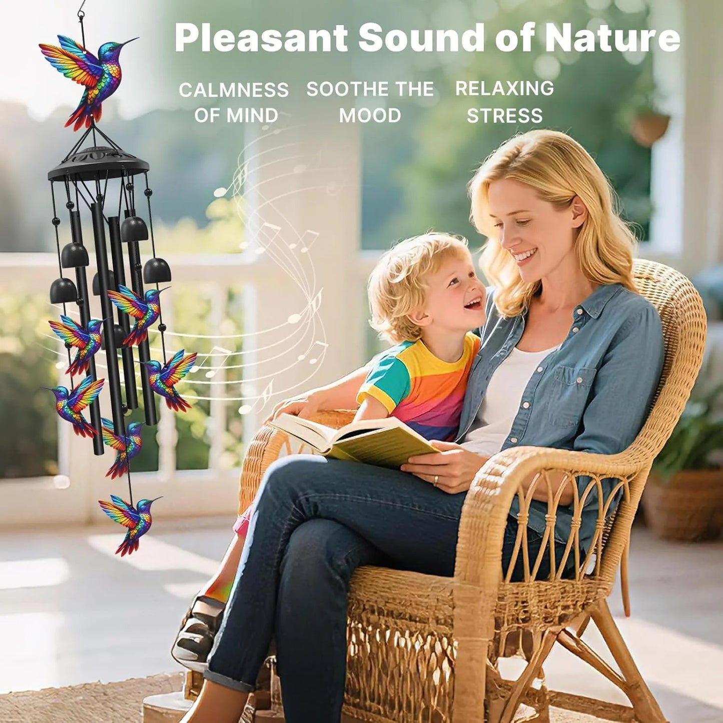 🔥🐦Vintage Colorful Hummingbird Wind Chime with Metal Tubes and Bells