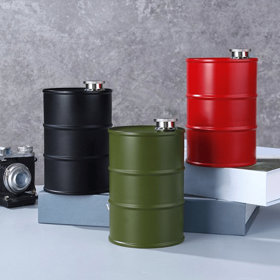 350ml/750ml Oil Drum Anti-rust Leak-proof No Odor Portable Wine Storage🛢Food Grade Camping Whisky Flagon Wine Jug Camping Supplies