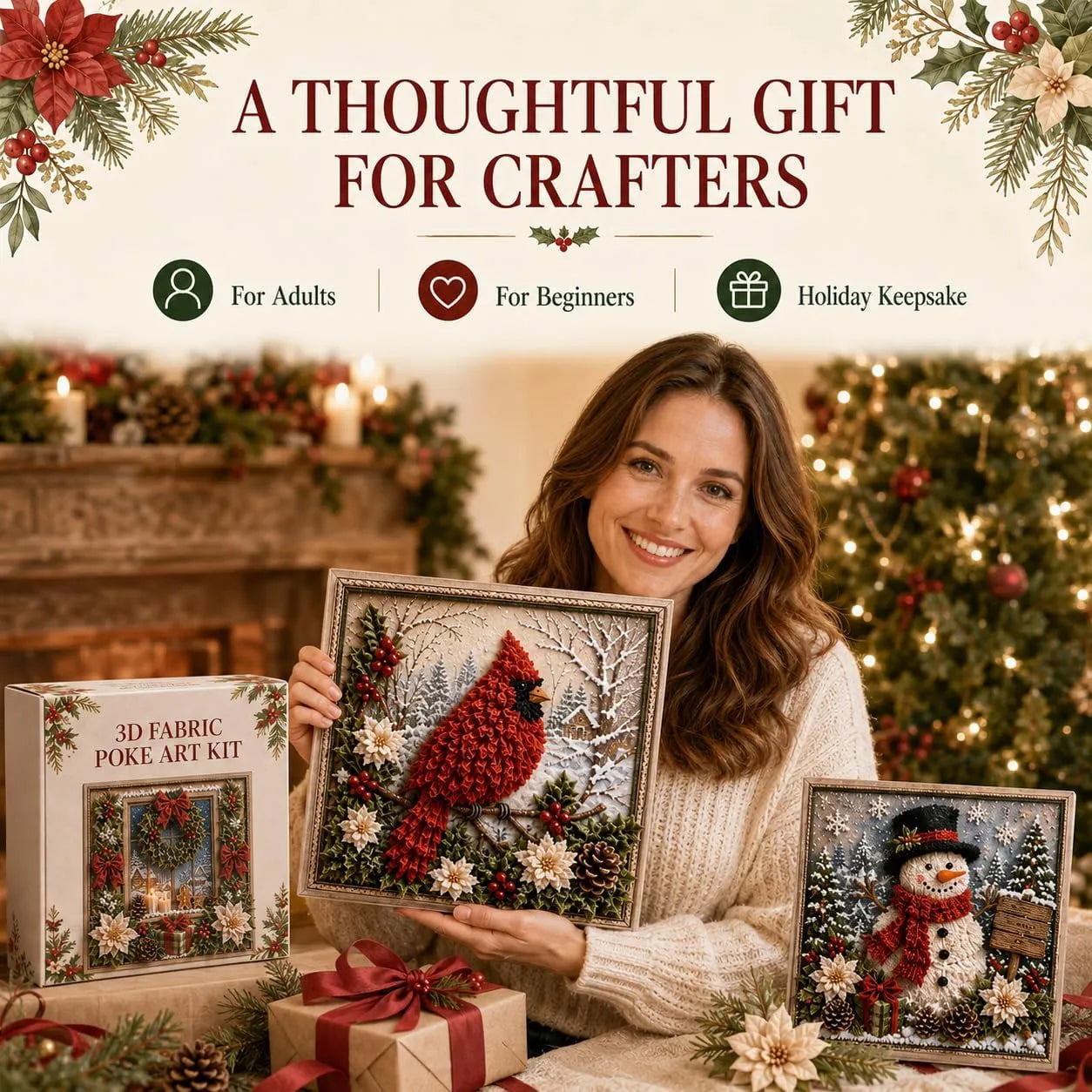 🎁🎅3D Christmas Fabric Poke Art Kit