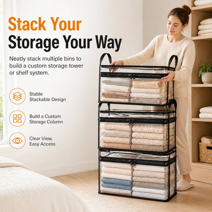 Clear PVC Storage Bins with Handles 📚for Books, Toys, Media, & Organizing