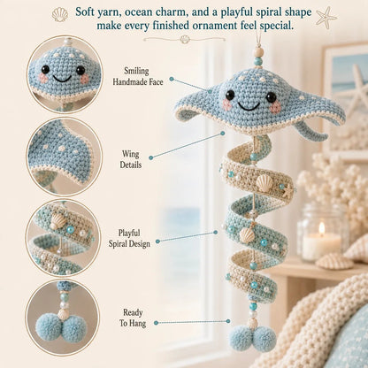 ⏳ Last Day 49% OFF – 🌊 Beginner-Friendly Ocean Animal Spiral Crochet Hanging Ornament Kit | Complete Kit with All Tools & Step-by-Step Guide Included 💕